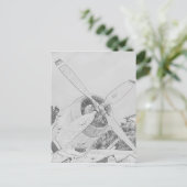 クレヨン飛行機 ポストカード (スタンド正面)