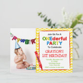 クレヨン1st誕生日パーティの招待状フォトカード 招待状 (スタンド正面)