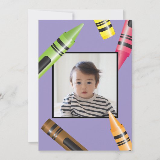 クレヨン3歳の誕生日Third Photo誕生日 招待状 (裏面)