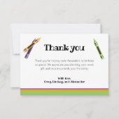 クレヨン キッズ 1歳 誕生日 緑の写真 サンキューカード (正面)