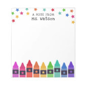 クレヨン&スターカラフルズノートスクール先生 ノートパッド (正面)