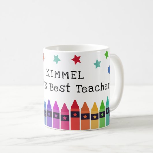 クレヨン&スターズワールド最高のの先生評価 コーヒーマグカップ (正面右)