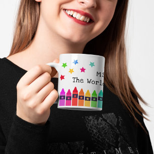 クレヨン&スターズワールド最高のの先生評価 コーヒーマグカップ