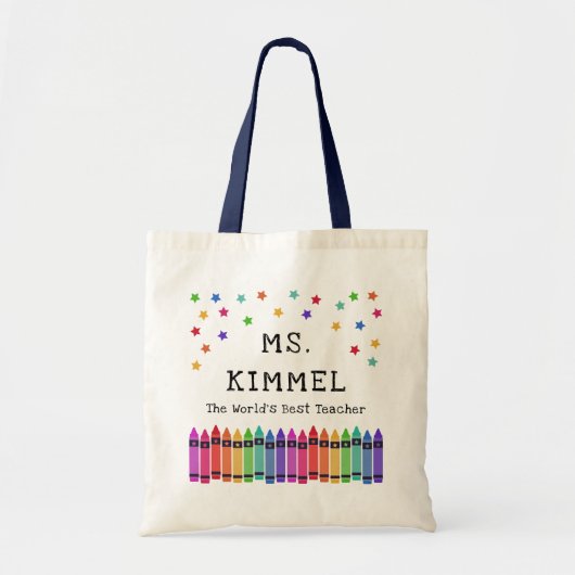 クレヨン&スターズワールド最高のの先生評価 トートバッグ (正面)