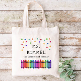 クレヨン&スターズワールド最高のの先生評価 トートバッグ