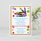 クレヨン 絵の具 手工芸 誕生日パーティー招待状 招待状 (スタンド正面)