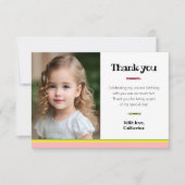 クレヨン 2歳の誕生日 ピンクの写真サンクスカード サンキューカード (正面)