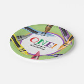 クレヨンONE First Birthday Partyグリーンオレンジ ペーパープレート (アングル)