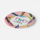 クレヨンTWO 2nd誕生日パーティーガーリーピンクグリーン ペーパープレート (アングル)