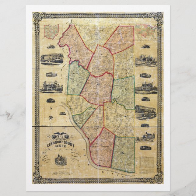 クレルモント・カウンティ・オハイオの地図（1857年） (正面)