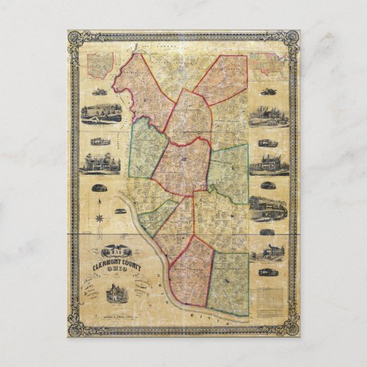クレルモント・カウンティ・オハイオの地図（1857年） ポストカード (正面)
