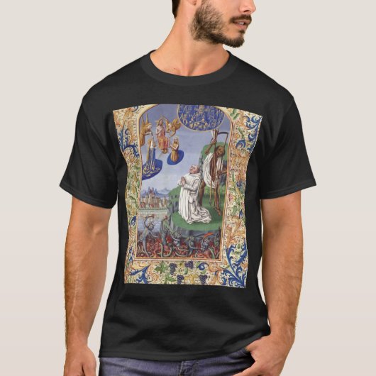 クレルヴォーのベルナルドゥスの中世イラスト Tシャツ (正面)