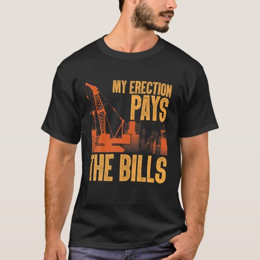 クレーおもしろいンのオペレーター男性パパ建築クルー Tシャツ (正面)