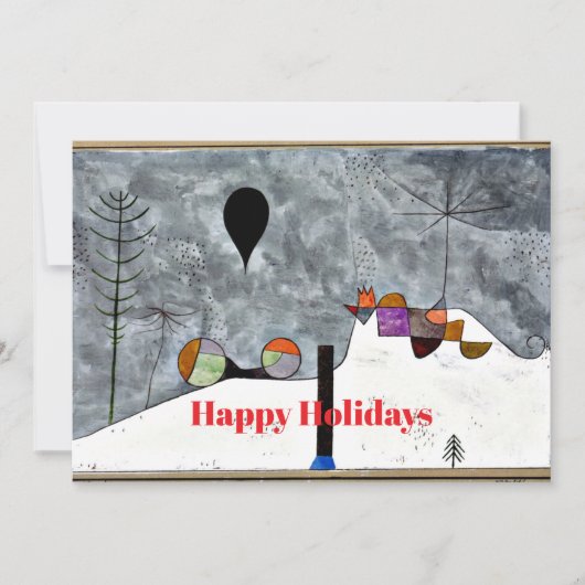 クレーの作品 - 冬、抽象芸術のクリスマス シーズンカード (正面)