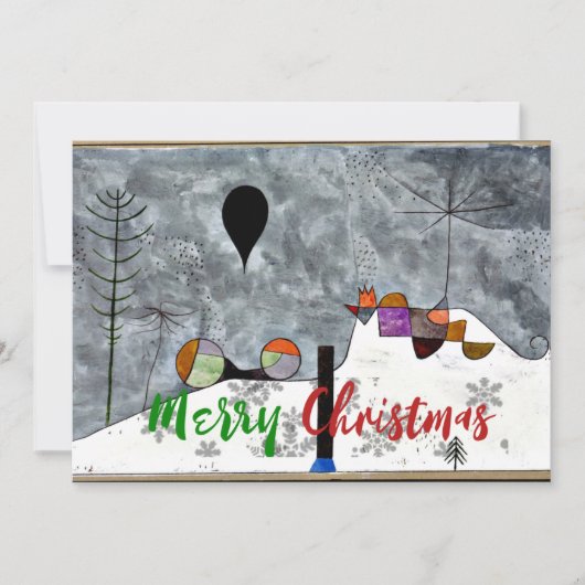 クレーの冬の絵画、クリスマスのご挨拶 ノートカード (正面)