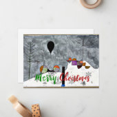 クレーの冬の絵画、クリスマスのご挨拶 ノートカード (正面/裏面インサイチュ)
