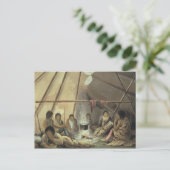 クレーインディアンテントのインテリア、1820年3月25日、f ポストカード (スタンド正面)