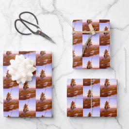 クレーインディアン先住民アメリカンアートチャールズMラッセル ラッピングペーパーシート