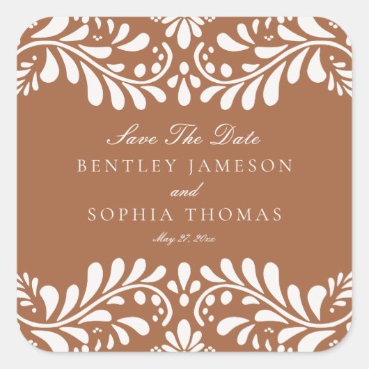 クレースペインのタラベラ結婚タイル封筒 スクエアシール (正面)