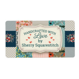 クレータキルティングフローラストライプブロックキルト ラベル