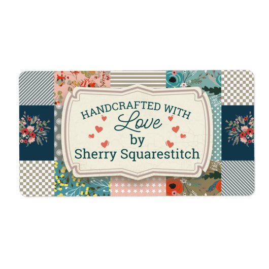 クレータキルティングフローラストライプブロックキルト ラベル (正面)