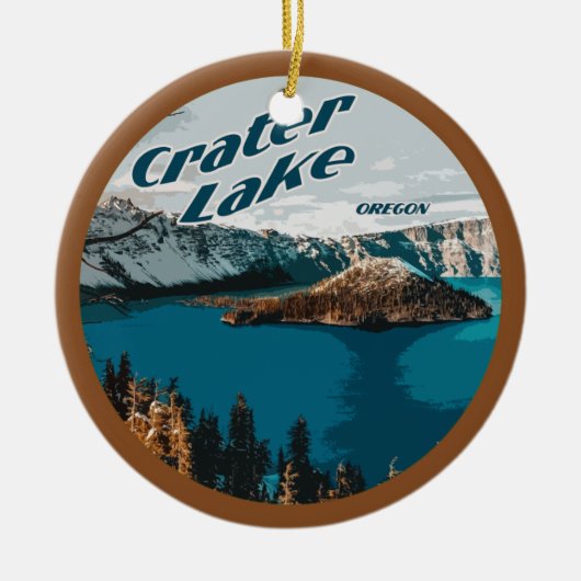 クレーターパーソナライズされたレイクオレゴン セラミックオーナメント (正面)