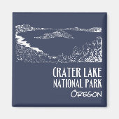 クレーターレイクナショナルパークアートイラストレーション マグネット (正面)