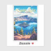 クレーターレイクナショナルパークイラストレーショントラベルアート シール (シート)