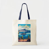 クレーターレイクナショナルパークイラストレーショントラベルアート トートバッグ (正面)