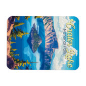 クレーターレイクナショナルパークイラストレーショントラベルアート マグネット (横)