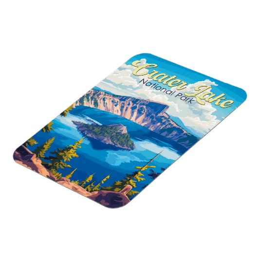 クレーターレイクナショナルパークイラストレーショントラベルアート マグネット (左側)