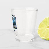 クレーターレイクナショナルパークイラストレーションレトロバッジ ショットグラス (右)