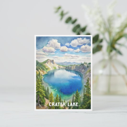 クレーターレイクナショナルパークウォーター絵画カラー ポストカード (スタンド正面)