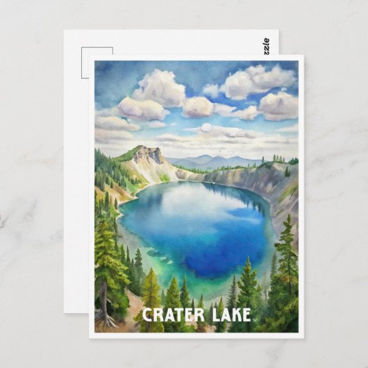 クレーターレイクナショナルパークウォーター絵画カラー ポストカード (正面/裏面)