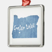 クレーターレイクナショナルパークオレゴンウッドグレイン メタルオーナメント (左)