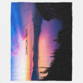 クレーターレイクナショナルパークオレゴンサンセット フリースブランケット (正面)