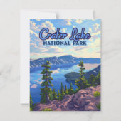 クレーターレイクナショナルパークオレゴンレトロカード (正面)