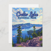 クレーターレイクナショナルパークオレゴンレトロカード (正面/裏面)