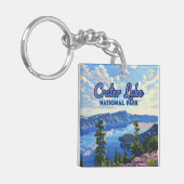 クレーターレイクナショナルパークオレゴンレトロ キーホルダー (正面左)
