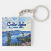 クレーターレイクナショナルパークオレゴンレトロ キーホルダー (裏面)