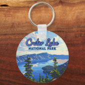 クレーターレイクナショナルパークオレゴンレトロ キーホルダー (正面)