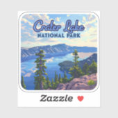 クレーターレイクナショナルパークオレゴンレトロ シール (シート)