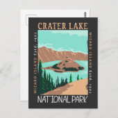 クレーターレイクナショナルパークオレゴンレトロ 動揺して ポストカード (正面/裏面)