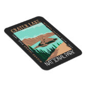 クレーターレイクナショナルパークオレゴンレトロ 動揺して マグネット (右側)