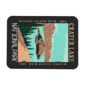 クレーターレイクナショナルパークオレゴンレトロ 動揺して マグネット (横)