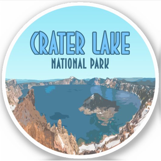 クレーターレイクナショナルパークオレゴンヴィンテージ シール (正面)
