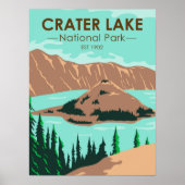 クレーターレイクナショナルパークオレゴンヴィンテージ ポスター (正面)