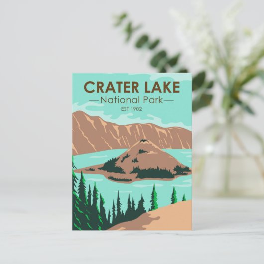 クレーターレイクナショナルパークオレゴンヴィンテージ ポストカード (スタンド正面)