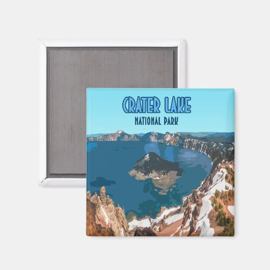 クレーターレイクナショナルパークオレゴンヴィンテージ マグネット (正面/裏面)