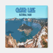 クレーターレイクナショナルパークオレゴンヴィンテージ マグネット (正面)